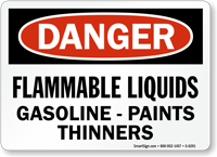 Flammable Liquids Gasoline Paints Thinners Sign
