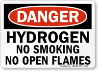 Danger Hydrogen Smoking Flames Sign