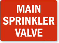 Main Sprinkler Valve Sign