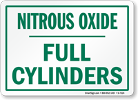 Nitrous Oxide Full Cylinders Sign