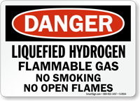 Danger Liquefied Hydrogen Flammable Gas Sign