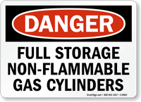 OSHA Danger Full Storage Non Flammable Gas Cylinder Sign