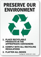 Preserve Our Environment Sign