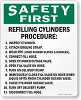 Refilling Cylinders Procedure Inspect Cylinder Wear PPE Sign