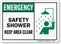 Emergency Safety Shower Keep Area Clear Sign