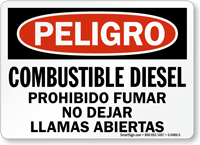 Combustible Diesel Prohibido Fumar Spanish Diesel Fuel Sign