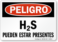 H2S Pueden Estar Presentes Spanish H2S Present Sign