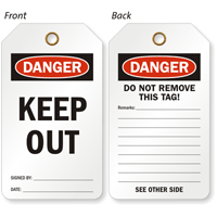 Danger Keep Out Double Sided Tag