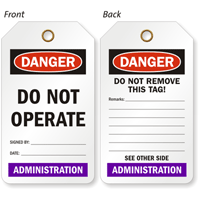 Administration Do Not Operate Color-Code Department Tag