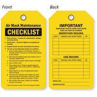 Double-Sided Air Mask Maintenance Checklist Status Record Tag