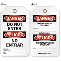 Bilingual Do Not Enter 2 Sided Safety Tag