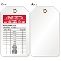 Bilingual Fire Extinguisher Inspection Record Tag