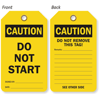 Caution Do Not Start 2-Sided Tag