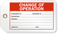 Change Of Operation Production Control Tag
