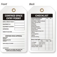 Confined Space Entry Permit 2-Sided Confined Space Tag