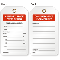 2-Sided Confined Space Entry Permit Two-Sided Status Tag