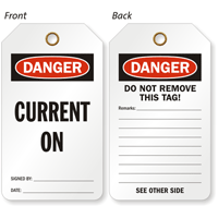 Danger Current On Double Sided Tag