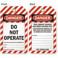 Do Not Operate Lockout 2-Sided Danger Tag