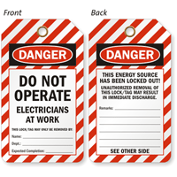 Do Not Operate Electricians At Work 2 Sided Tag