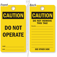 Do Not Operate Lockout Tag