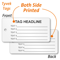 2-Sided Custom Tyvek Tag in Form Style
