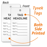 Double Sided Custom Tyvek Tag in Form Style