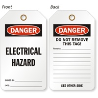 Electrical Hazard OSHA Danger Two Sided Electrical Tag
