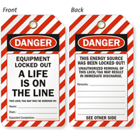 Equipment Locked Out Danger 2 Sided Tag