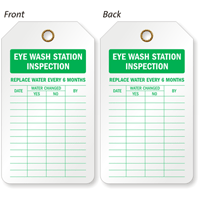 Eye Wash Station Inspection Two-Sided Inspection Record Tag