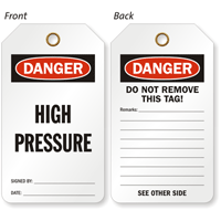 Danger High Pressure Double Sided Tag