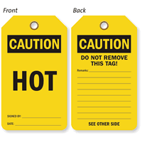 Caution Hot Both-Sided Tag