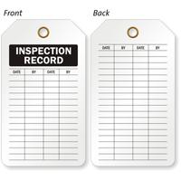2-Sided Inspection Record Inspection and Status Record Tag