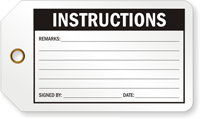 Instructions Production Control Tag