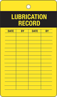 Lubrication Record Plastic Vinyl Inspection Tag