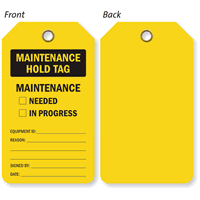  2-Sided Maintenance Hold Inspection, Status Record Tag