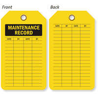 Maintenance Record Inspection and Status Record Two-Sided Tag