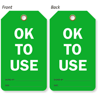 OK To Use Cylinder Status 2-Sided Tag