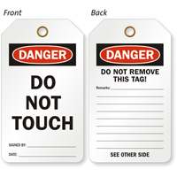 Danger Do Not Touch Double Sided Tag
