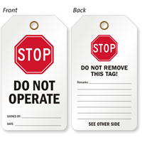 Stop Do Not Operate 2-Sided Tag