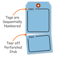 Blank   Blue Numbered Tag with Tear Stub