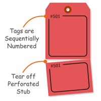 Blank   Red Numbered Tag with Tear Stub