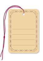 Utility Tag, buff stock, Brown ink, String