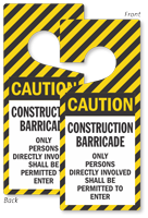 Caution Construction Barricade Lockout Door Hanger