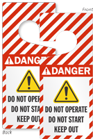 Danger Do Not Operate Start Lockout Door Hanger