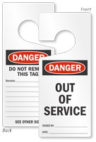 Danger Out Of Service Lockout Door Hanger