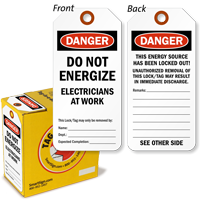 Danger Do Not Energize Lock Out Tag in a Box