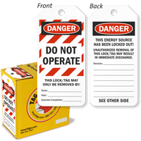 Danger Do Not Operate (100 Tag/Box) Lockout
