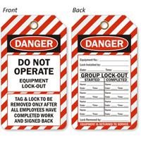 Do Not Operate Equipment Lock Out 2 Sided Tag