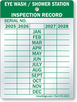 Eye Wash Inspection 4 Year Maintenance Tag