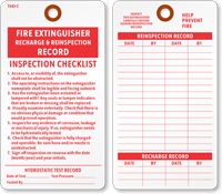Fire Extinguisher Recharge Cardstock Tag